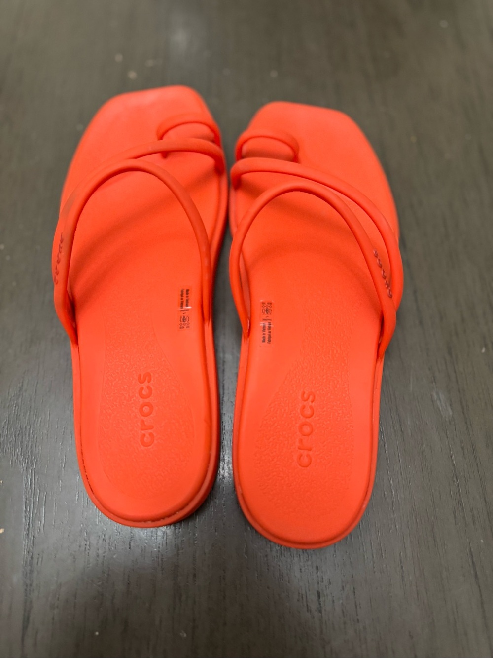 CROCS Women's Strappy Slide Sandals in Bright Orange - Picture 9 of 12